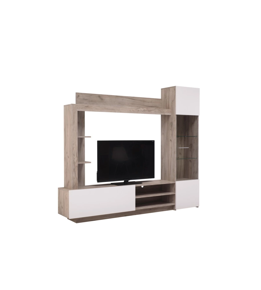 Mobile tv "torino" rovere e bianco, 204x35x174,5 cm